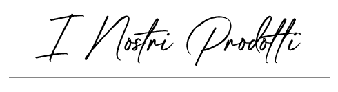 il titolo I nostri prodotti è realizzato con un font che imita la scrittura corsiva a mano con il pennino. produzione fritti artigianali